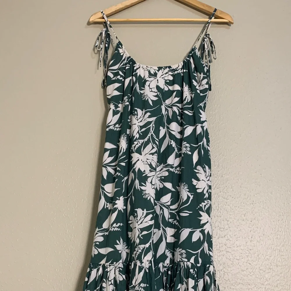 Abercrombie & Fitch Women's Trapeze Maxi Sundress Green Cream Sleeveless Boho XS